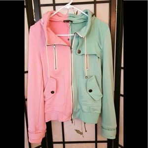 Modcloth Leipzig Hoodie Pink/Mint color preowned